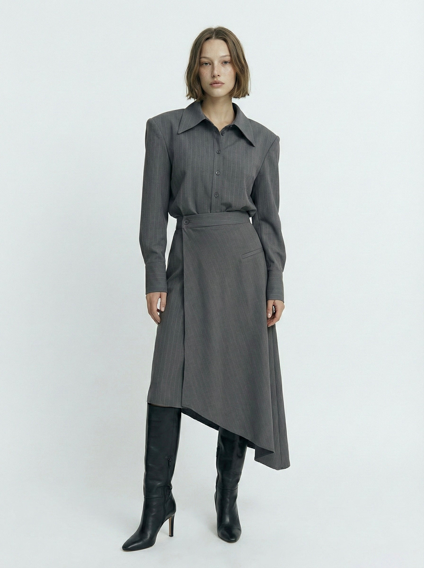 Pinstriped Set - Gray