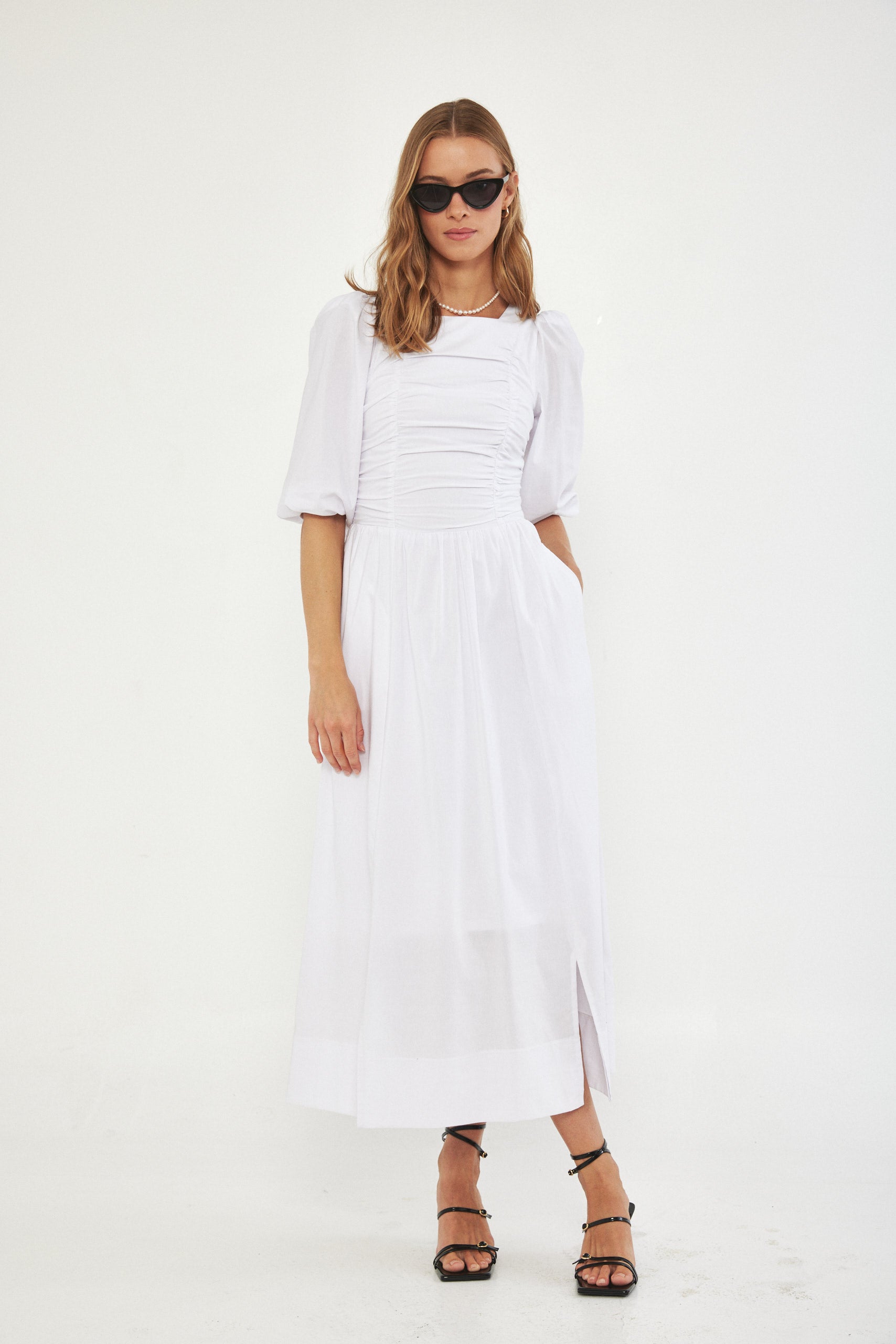 Poplin dress - white