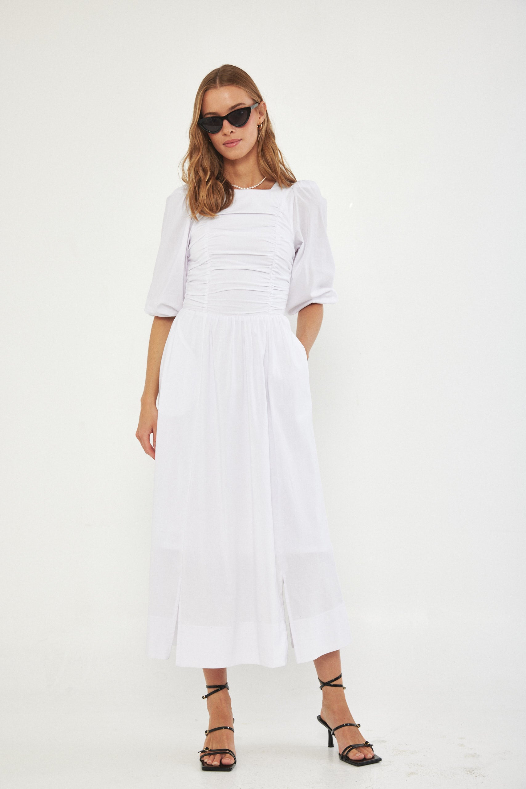 Poplin dress - white