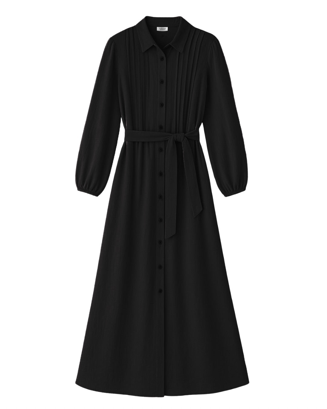 שמלת כפתורים מקסי - שחורה