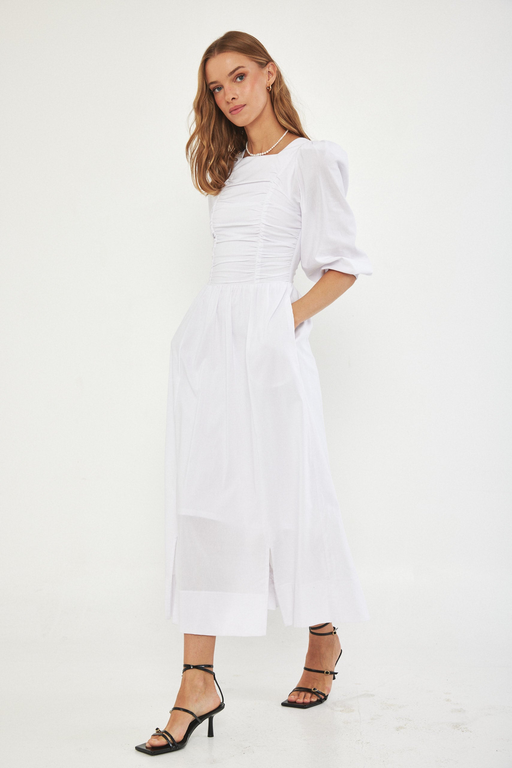 Poplin dress - white