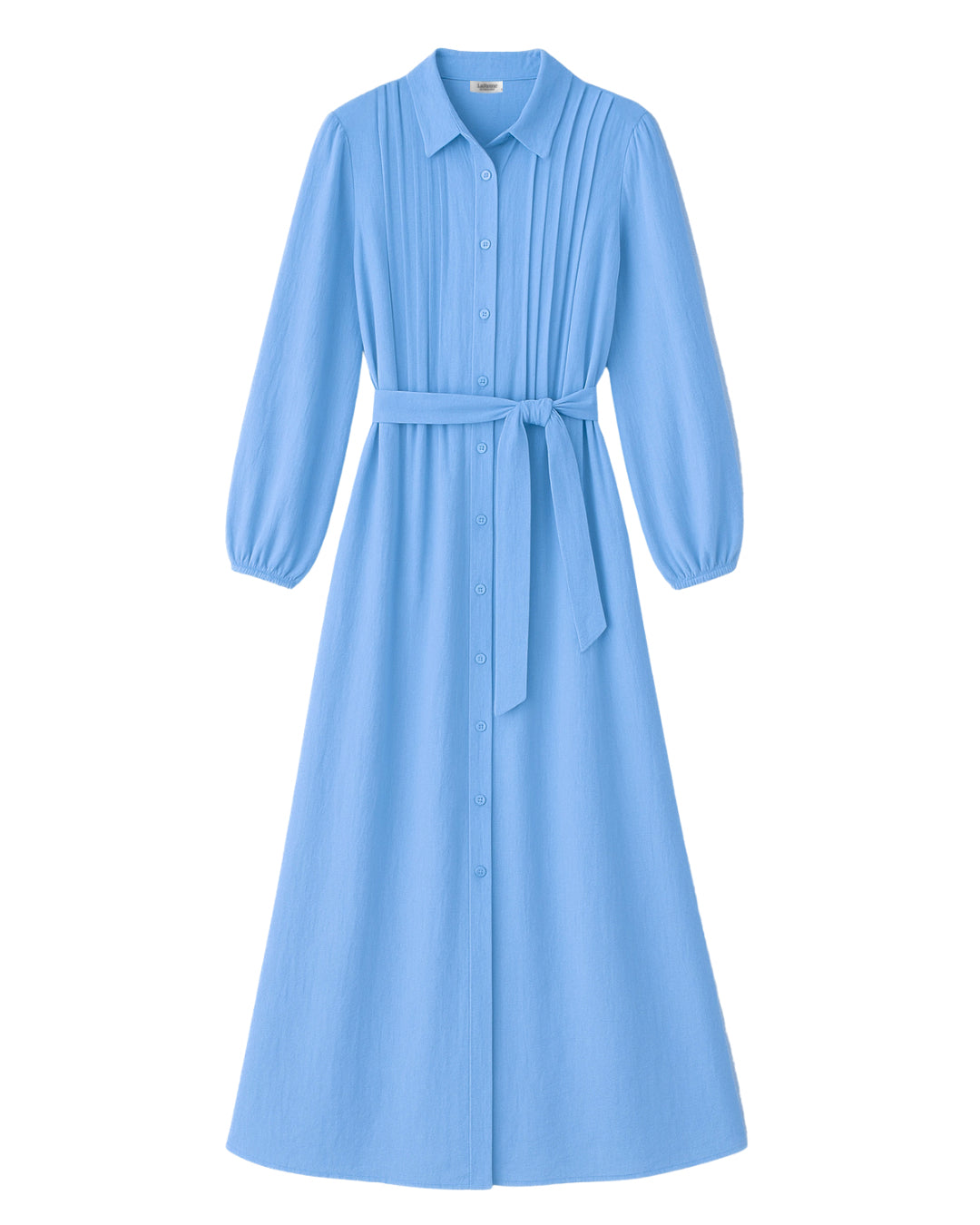 שמלת כפתורים מקסי תכלת