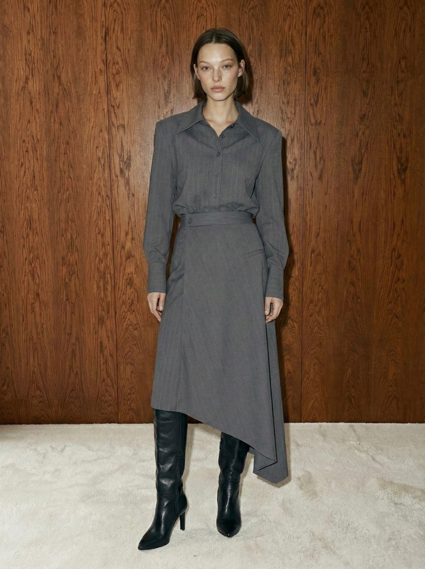 Pinstriped Set - Gray